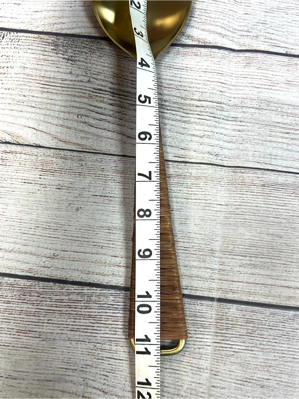 Zodax Gold Serving Utensils with Rattan Wrapped Handles Boho